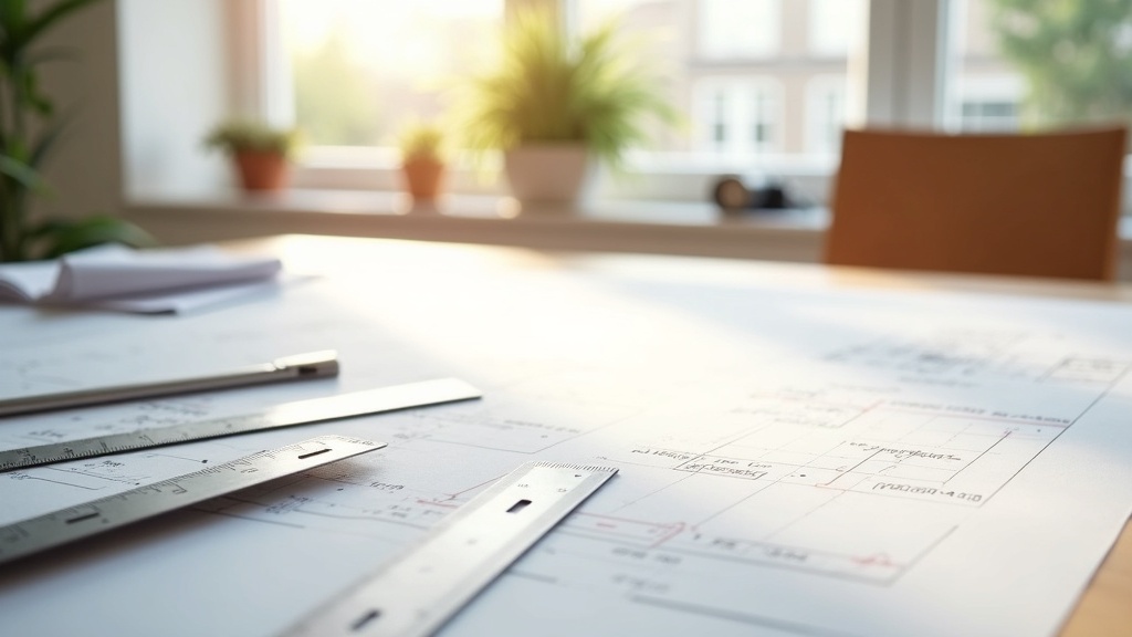 Aufgeräumter, heller Arbeitsplatz mit Planungsunterlagen – durchgängige Datenbasis zwischen Büro und Baustelle