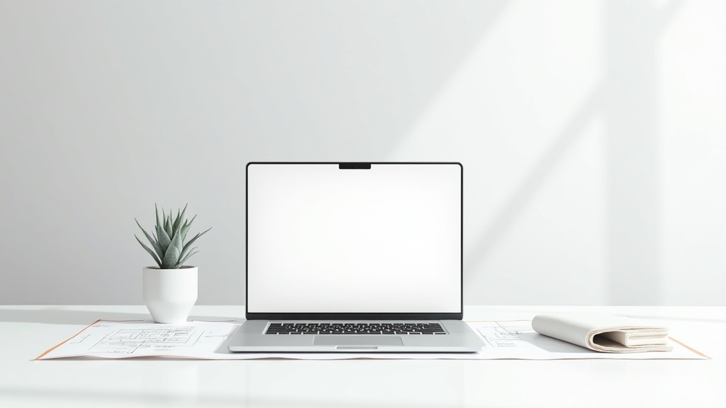 TGA-Schema und Laptop auf hellem Arbeitstisch – digitale Auslegung
